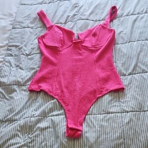 Astr Pink Bodysuit with Sweetheart Neckline and Adjustable Straps